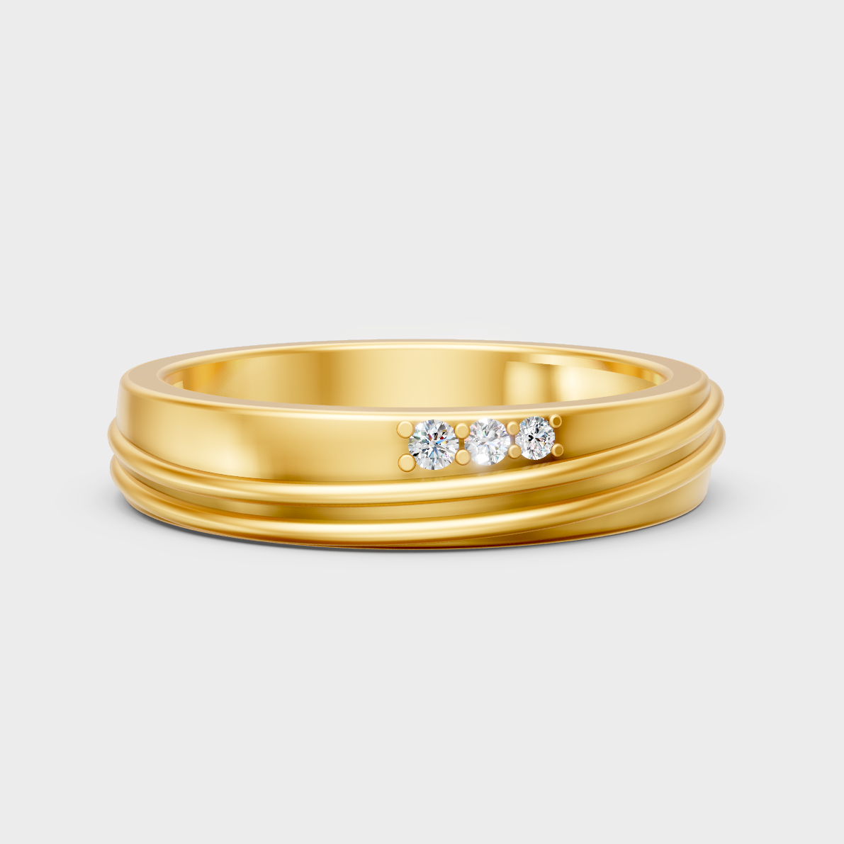GLI Certified 0.04 Carat Round-Cut Lab-Grown Diamond Men’s Ring In 18K Yellow Gold